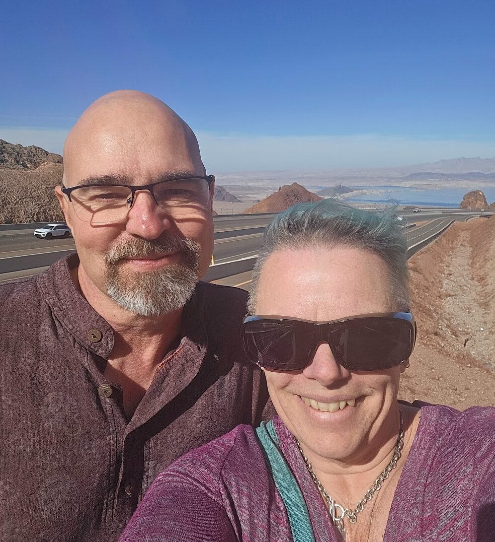 Dan and dawn after a weekend of hypnosis training. At Lake Mead.